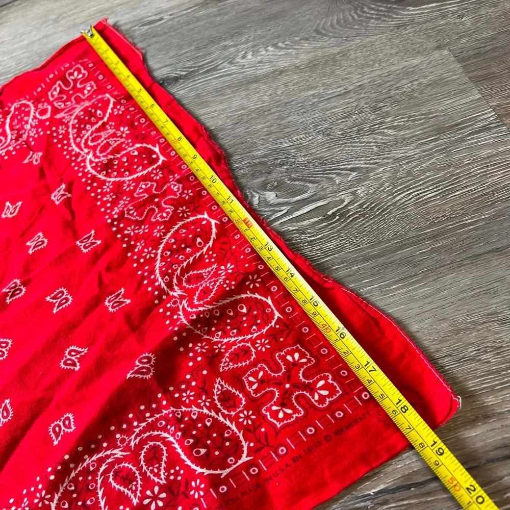 Wamcraft 80s Bandana Unisex OS Red Vintage Paisley Made in USA Cotton Scarf AP52
